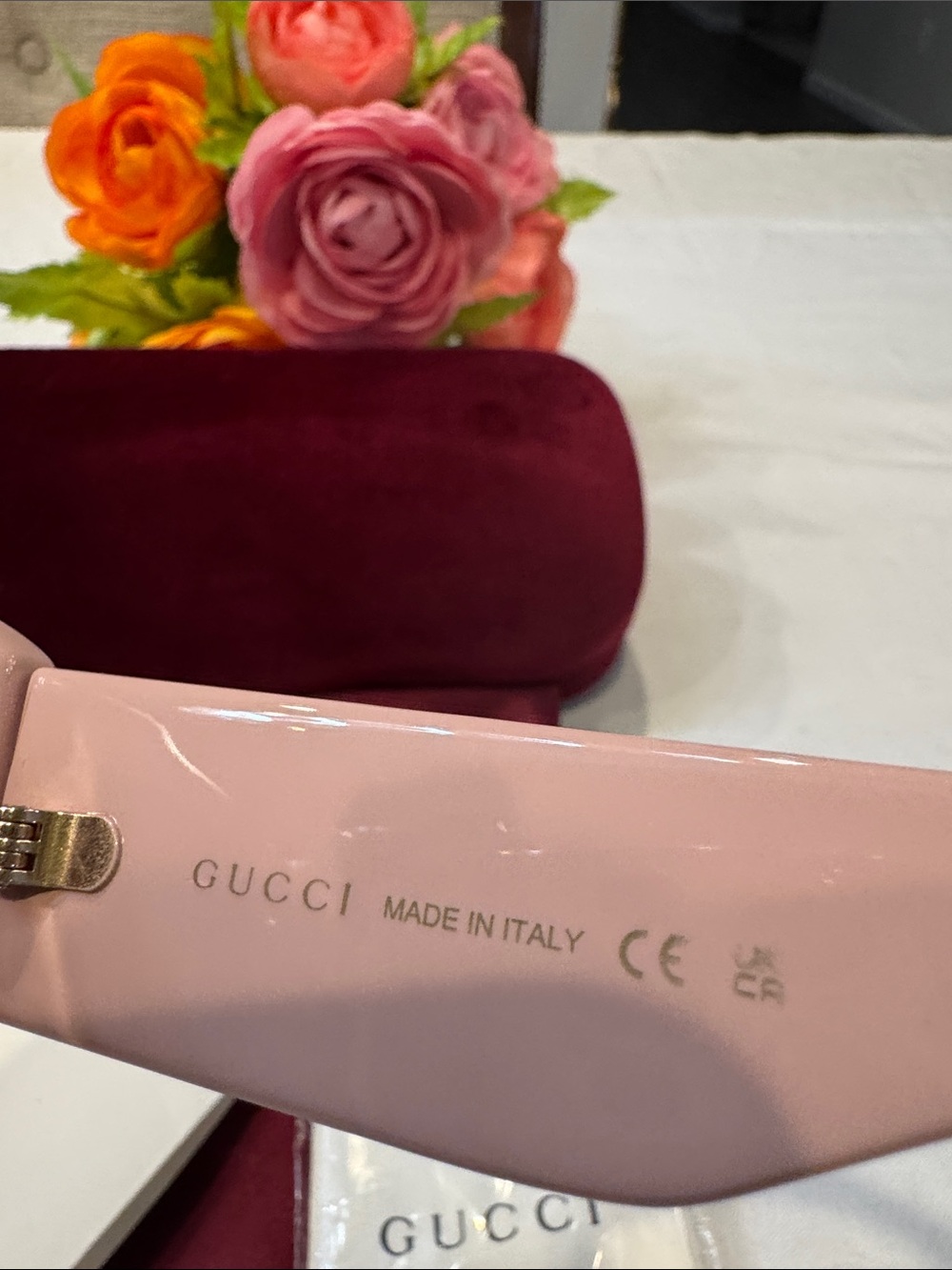 Authentic Gucci Light Pink GG Logo Chunky Frame Sunglasses - Picture 8 of 13